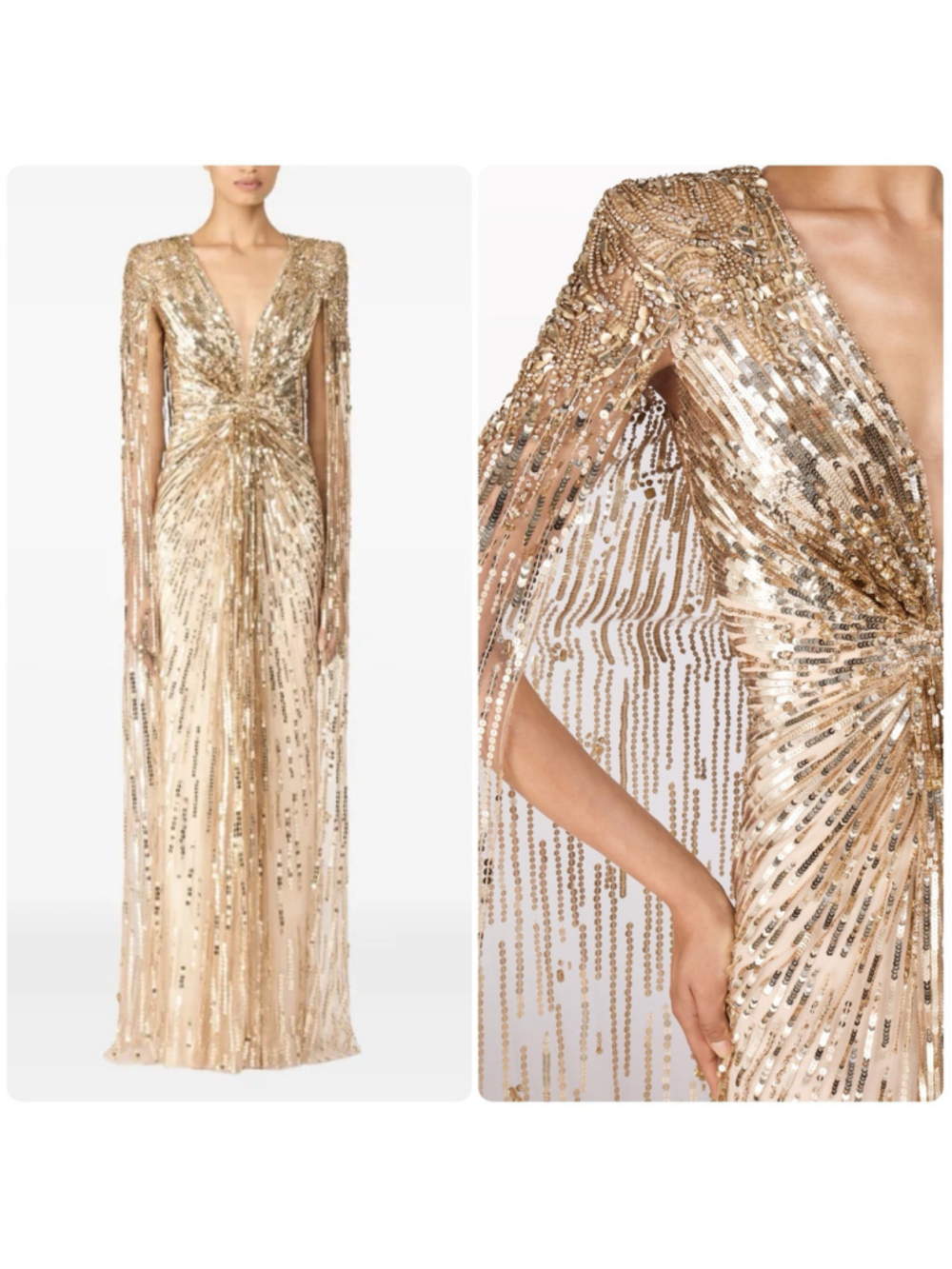 Jenny Packham Gold Rush Sequin Embellished Gown Uk 14 US 10 Gala Formal Party